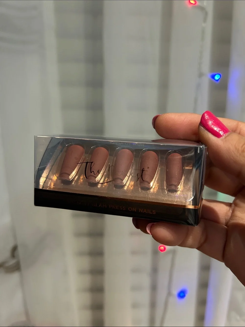 Instant GLAM Press-On Nail Set - Hollyberry / Medium coffee